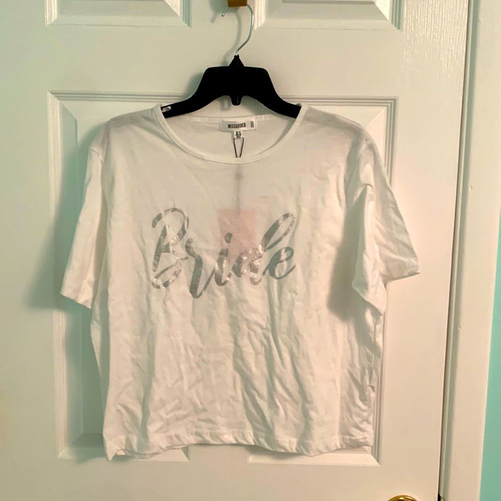 NWT Bride crop top silver white misguided womens 8